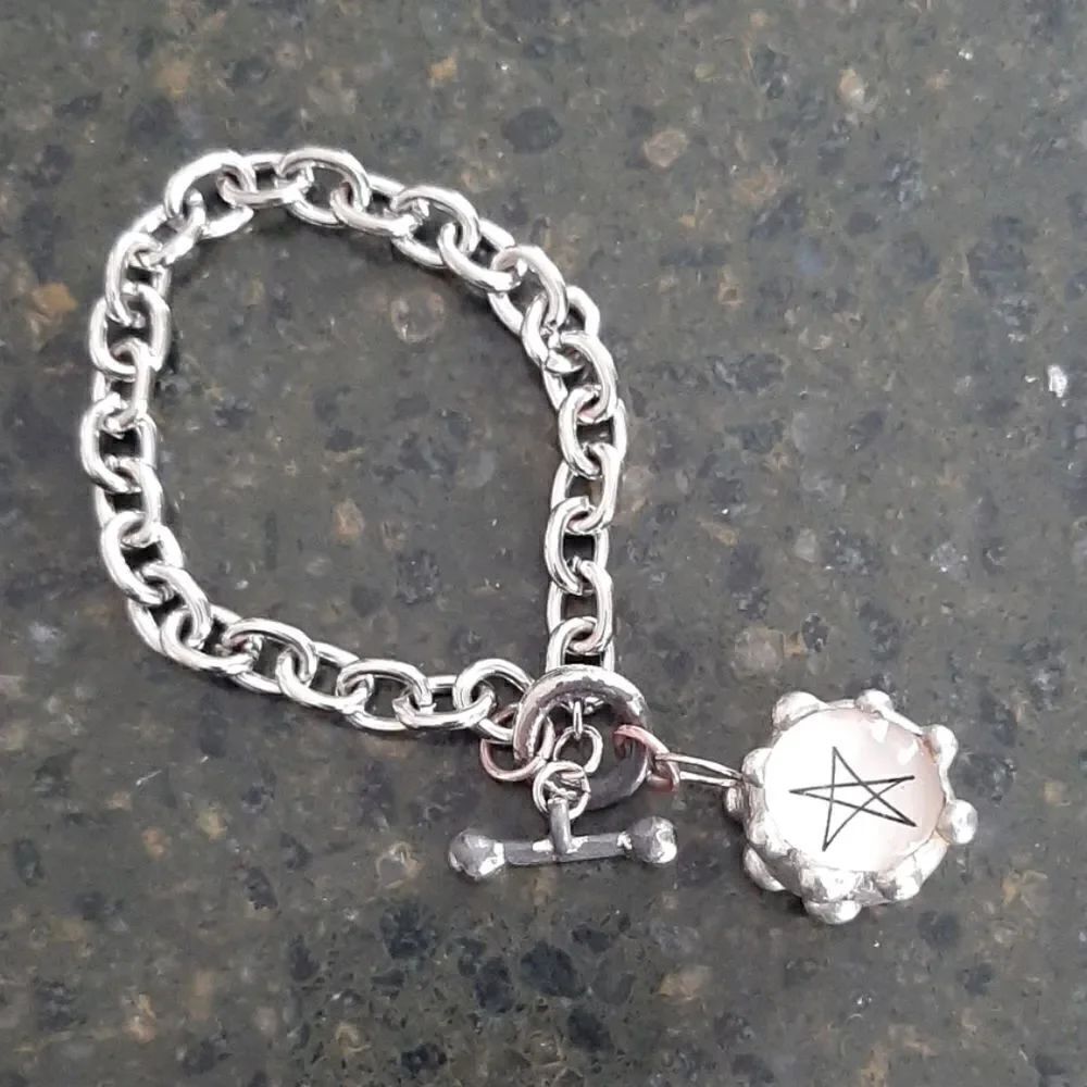 chunky silver star bracelet